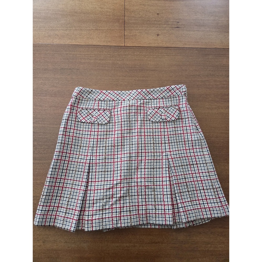 Ann Taylor Loft Houndstooth Wool Blend Pleated Mini‎ Skirt Women's 8p Preppy